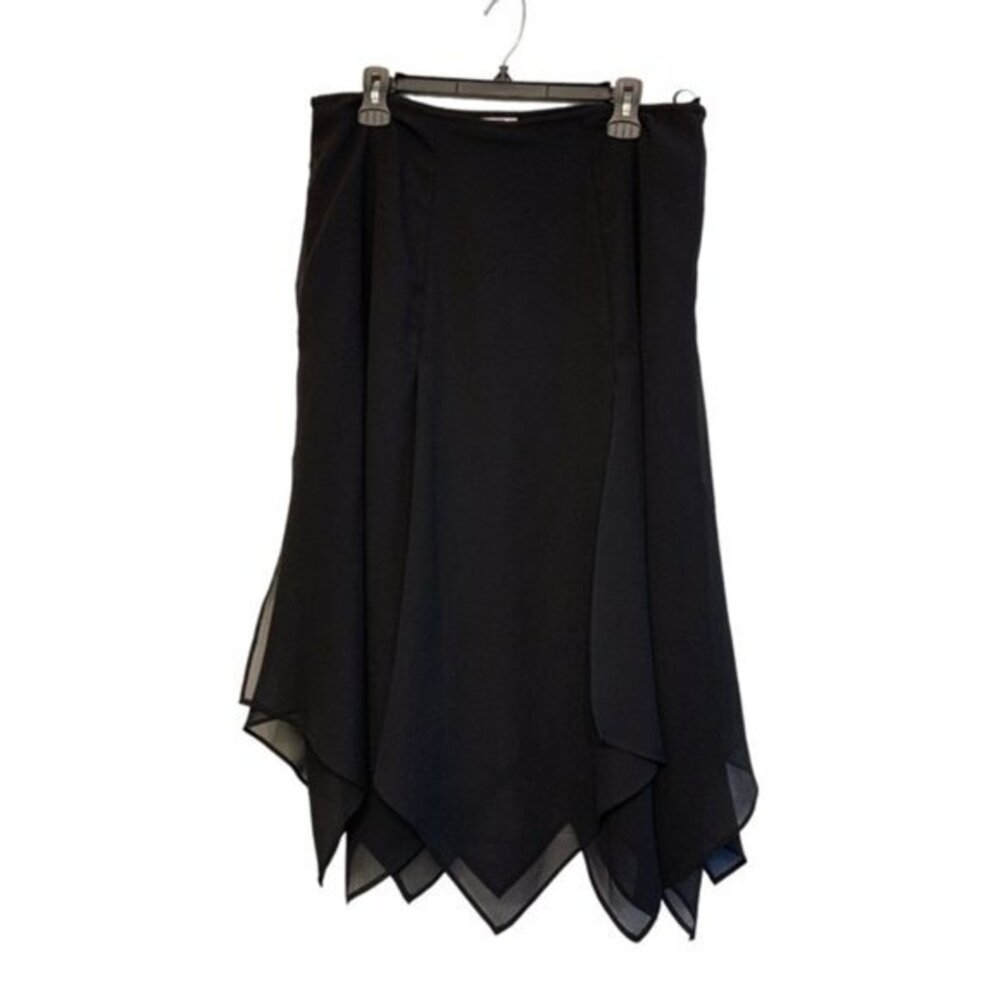 Women's J.B.S Asymmetrical Black Skirt Flowy Flounce Size 16 EUC #7943
